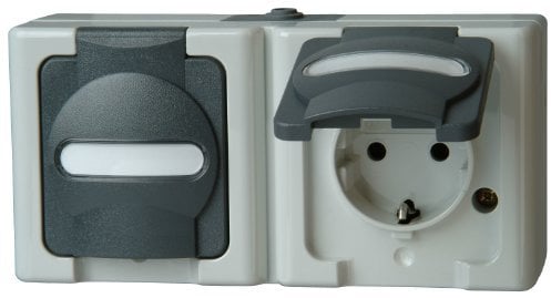Kopp 131256002 Blue Electric Schutzkontakt-Steckdose, 2-Fach mit Deckel