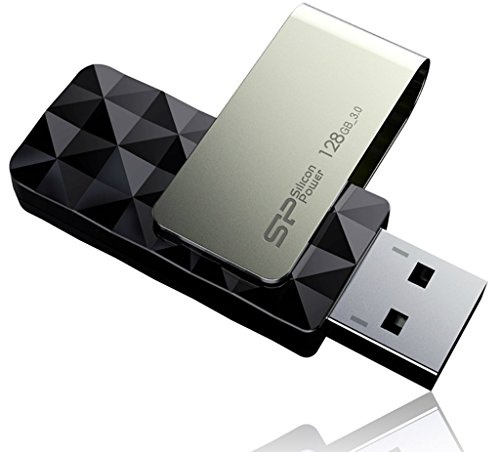 Silicon Power Blaze B30 (128 GB, USB 3.0, Schwenk-Flash Drive R bis zu 2 W/00/(DE) 80 Mb/s), Schwarz (SP128GBUF3B30V1K)