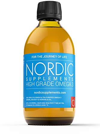 Nordic Supplements High Strength 250ml Omega 3 Fish Oil. Taste Award Winning Lemon Flavoured and Tested.