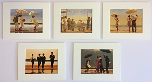 'The Beach Collection by Jack Vettriano Set of 5 Mounted Art Prints(10 x 8 - 25cm x 20cm)