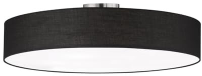 Trio Leuchten Deckenleuchte Hotel 603900502, Metall Nickel matt, Stoffschirm schwarz, exkl. 5x E27