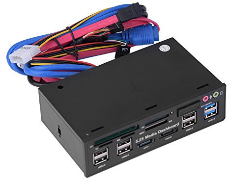 VBESTLIFE Media Dashboard Frontplatte USB3.0/2.0 Hub eSATA SATA Audio Multi Kartenleser,5,25 Zoll,für 2000 / XP/Vista / / 8; Linux/iOS
