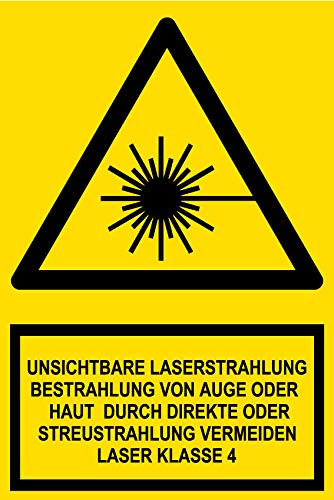 Warnschild Unsichtbare Laserstrahlung Klasse 4 - Kunststoff - 20x30 cm