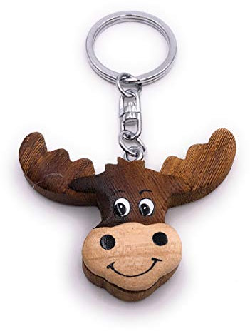 H-Customs Elchkopf mit Geweih sweet Holz Edel Handmade Schlüsselanhänger Anhänger