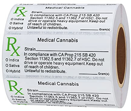 Hylabelest Compliant Identification RX Medical Strain Adhesive Labels State Compliant Medical Pot Stickers (Type 2)