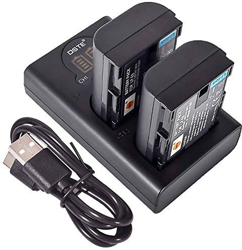 DSTE 2X LP-E6 Ersatz Batterie + Duales USB-Ladegerät mit LCD-Display Kompatibel mit LP-E6n und Canon EOS 5D Mark II,5D Mark III,5DS,5DS R,60Da,70D,7D Mark II,7D Mark III,XC10,XC15 Digital Kamera