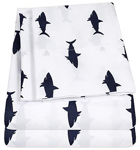 1500 Supreme Kinder-Bettwäsche-Kollektion, lustig, bunt und bequem, für Jungen und Mädchen, Kleinkinder, tiefe Taschen, knitterfrei, weiche und gemütliche Bettwäsche, Doppelbett, Haie