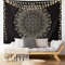 Edeesky Tapiz de mandala negro dorado para colgar en la pared, medallón psicodélico, tapiz de pared, estético indio, hippie, decoración de pared, arte de pared bohemio, decoración del hogar para