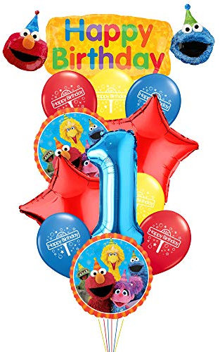 Ziggos Party Sesamstraße Deluxe Blue #1 Geburtstags-Ballonstrauß