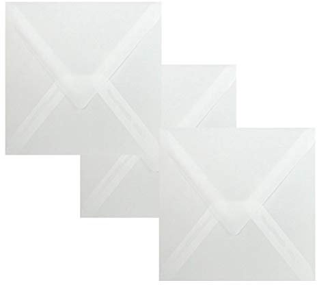 Paper24 Quadratische Briefumschläge 110 x 110 mm,120 g/qm, für Einladungen und Gutscheine, 250 Umschläge Transparent