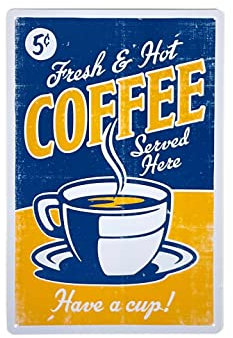 Fenomenn - Placa de metal decorativo vintage – Taza de café (20 x 30 cm)