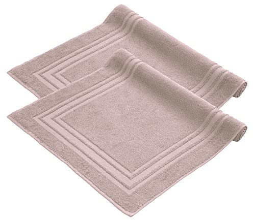 Komfortec Badvorleger Set 2 Teilig, Frottee Duschvorleger, Waschbar Duschmatte & Badteppich, 600 g/m² &100% Baumwolle, Saugfähig & Schnelltrocknend, 50 x 70 cm, Rosa