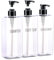 Segbeauty Dispensador de Jabón Cuadrado Transparente, 3 Piezas 500ml Recargable Botella de Bomba de loción líquido, con Etiqueta Impermeable, para Baño, Hoteles