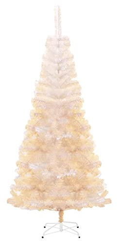 vidaXL Künstlicher Weihnachtsbaum Schillernde Spitzen Christbaum Tannenbaum Dekobaum Kunstbaum Weihnachten Dekoration Weihnachtsdeko Weiß 180cm PVC