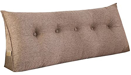 RAKTOV Schlichtes dreieckiges Lesekissen, großes Rückenlehnenkissen für Bett, Sofa, Tatami, Tagesbettkissen, Keil-Kopfteil-Kissen mit abnehmbarem Bezug, 180 x 50 x 20 cm, Braun