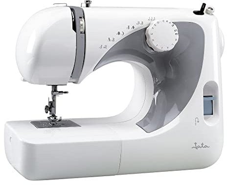 JATA JSMC5217 Nähmaschine mit 13 Stich-, Stepp- und Zickzack-Mustern, 4-Takt-Öse mit tragbarem Fußpedal, inklusive Zubehör, kompaktes Design, geringes Gewicht