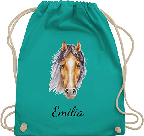 Turnbeutel Rucksack - Pferd - Pferde Geschenk I Pferdekopf Pferde Mädchen - Unisize - Türkis - kinder pferderucksäcke pferden beutel pferderucksack pferdemotiv sportbeutel