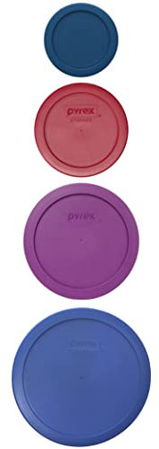 Pyrex Paquete de 4 tapas para cuencos de vidrio de 1, 2, 4 y 7 tazas, fabricados en los Estados Unidos