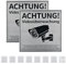 TIMESETL 2er Schild Videoüberwachung 15x15cm Aluminium Achtung Videoüberwachung Schild, 3mm Kameraüberwachungsschilder Überwachungsschilder Kameraüberwachung Warnschild mit 8 Aufklebern