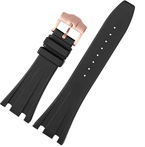 BONOOL Schwarzes Silikon-Gummi-Armband für Audemars für Piguet-Armband, 28 mm, AP-Band, Herrenarmband, Schmetterlingsschnalle