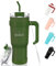 MOMSIV Gobelet isotherme de 1100 ml avec paille et poignée, tasse à café de 1100 ml, double paroi en acier inoxydable, anti-fuite, gobelet de voiture, avec couvercle, pour boissons froides et chaudes