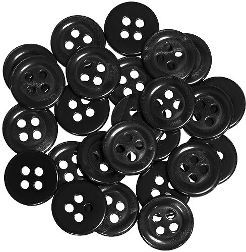 AERZETIX - C67906-25er-Pack runde Nähknöpfe Ø11.5x2 mm mit 4 löchern 18L L18 mit rand - farbe schwarz - aus kunststoff - öffnung 1.8 mm - kurzwaren nähen kleidung dekoration