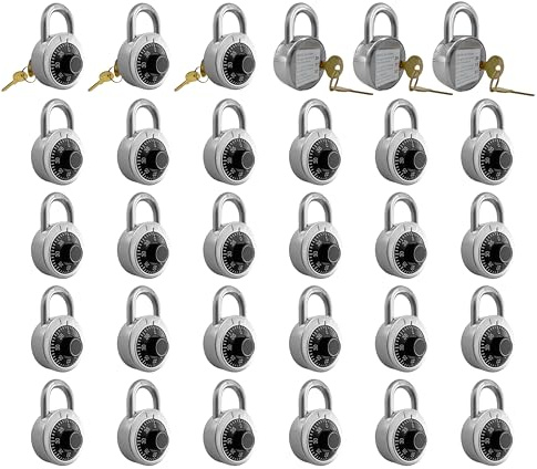 DuoTyga Combination Padlock with Key, 30 Pack 12 Keyed Alike Matching Key