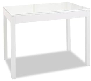 ASTIMESA - Mesa de Cocina Fija - Alto 92 cm - Estructura Blanca con Tapa Cristal Color Blanco - Ideal para Espacios Pequeños - Medidas 90 x 50 x 92 cm