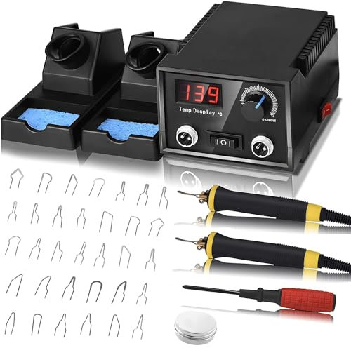 Tisey Pyrographie-Maschine, 60W LCD Holzbrenner-Set, 0-750°C, für Holz, Leder, Kürbis, 2 Stifte & 33 Drahtspitzen