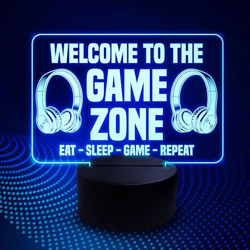 Red Ocean Game Zone Welcome LED Neon Sign For Boys Bedroom - Gamer Gifts For Boys - Gaming Accessories For Games Room - Gift For Son Brother
