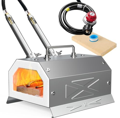 Nelyrho Propane Blacksmith Forge Kit with Dual Burners and 30PSI Regulator, Made of Stainless Steel, for Blacksmithing and Knife Making (Double Burners)