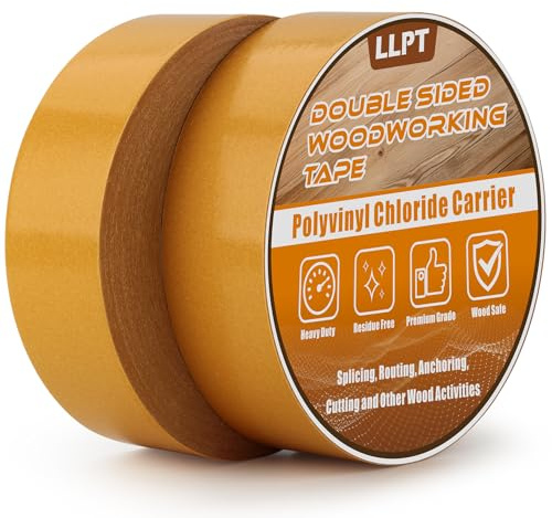 LLPT Doppelseitiges Klebeband Für Die Holzbearbeitung Je 38MM x 27M x 0.22MM 2 Stück Doppelseitiges Wende-Klebeband für Holzarbeiter Rückstandsfrei Entfernbar Für Holzschablone (WT1590Y2)