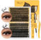 QUEWEL Extensions Cils 320 pièces 60D+80D, Kit-Extension-Cils-DIY, Touffes de Cils MIX 12–18mm avec Colle et Pince à Cils, pour créer des yeux charmants à la maison (Kit 60+80D-D-MIX12–18)