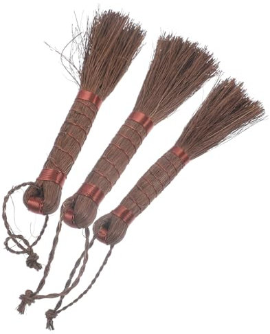 Kisangel 3pcs Palm Fiber Broom Bonsai Brush for Cleaning Flowerpot Sweep Brush Tool