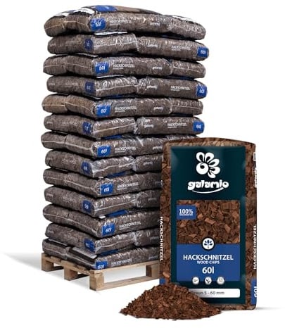 GALAMIO Holzhackschnitzel Braun Kiefer 5-60 mm - 2340L (39 x 60L) - Farbiger, natürlicher Unkrautschutz
