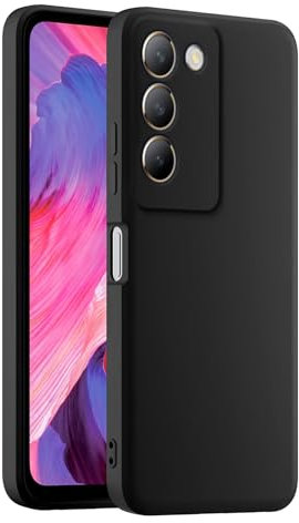 HULLIN Custodia per Telefono in Silicone Colorato, Adatta per vivo V40 SE 5G (6.67) - Nero