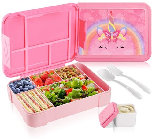 JYPS Fiambrera Infantil,1330ml Bento Lunch Box para Niños con Compartimentos y Cubiertos,Fiambreras Comida Trabajo,Sin BPA,Sandwichera Loncheras a Prueba de Fugas para Niño Niña Escuela