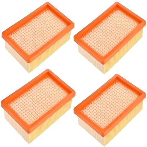 FINEVERNEK 4 Filtri per Aspirapolvere Kärcher WD4, WD5, WD6/ MV4, MV5, MV6, Filtri Pieghettati Piatti per Kärcher 2.863-005, Filtro Kärcher contro Polveri Sottili e Cattivi Odori