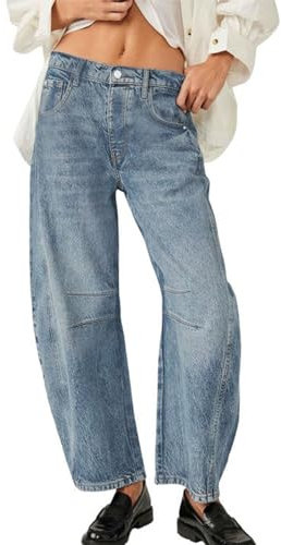 Damen Jeans High Waist Weites Bein Ballon Lose Damen Baggy Jeans