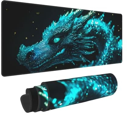Grand tapis de souris de jeu 700x300x3mm XXL Multifonction Mouse Pad, avec bords cousus, base en caoutchouc naturel antidérapant durable tapis de clavier Le dragon Qing Tapis de Bureau pour Gamer E559