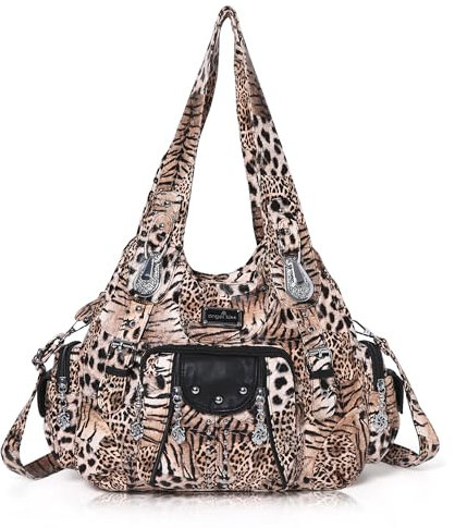 Angel Kiss Geldbörsen für Damen, weiches PU-Leder, große Hobo-Tasche für Damen, Schultertasche, braun/schwarz