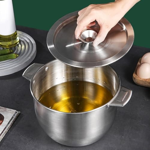 Filtre à huile en acier inoxydable avec filtre à huile à mailles fines, pour stocker l'huile de friture et la graisse de cuisson (5,2 l)