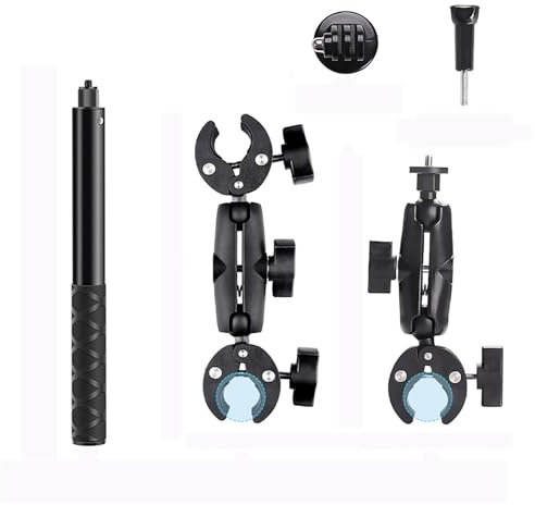 NEWFUN Kamera Halterung, Zubehör für insta360 x4, Motorrad Kit für insta360 x4,X3,X2 360-Grad-Drehung, Motorradhalterung, Kompatibel mit Mehreren Geräten