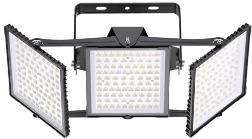 SOLLA 750W 2025 Plus Neue Aufrüstung LED Außenflutlicht, 75000LM 6000K Tageslichtweiß IP66 Wasserdicht, Stadionbeleuchtung, 3 Köpfe Verstellbares Außen-Sicherheitsbeleuchtung für Höfe, Terrassen