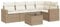 Kangmusi 6-TLG. Garten-Sofagarnitur mit Kissen Beige Poly Rattan, Beige 3218928
