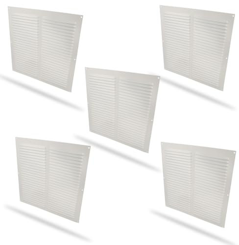 Amig - Confezione da 5 griglie quadrate in alluminio| Griglie di ventilazione per uscita d'aria | Ideale per soffitto di cucina e bagno | Misure: 300 x 300 mm | Colore: Bianco