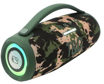 EASY SPEED Altavoz Bluetooth Potente 5.3,Altavoz Portatil Bluetooth Impermeable,Conexiones USB (Tipo-C), Aux, Radio FM,Alcance 10 Metros,para Exterior,Camuflaje
