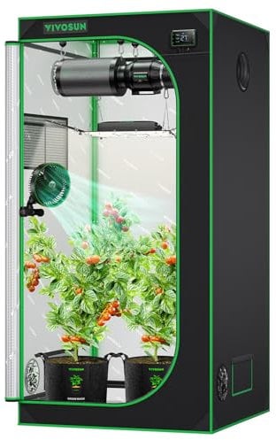 VIVOSUN Growzelt 90x90x180cm Grow Tent aus hochreflektierendes Mylar mit Sichtfenster und Bodenwanne für Hydroponik und Indoor-Anbau S336 Grow Zelt passend für VS2000/VS3000