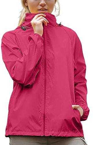 Coupe Vent Femme Impermeable Veste De Pluie Avec Capuche LéGèRe SéChage Rapide Couleur Unie Veste Sport Femme Avec Fermeture éClair Fine Respirant Veste D'ExtéRieur Pour Les Voyages Et Le