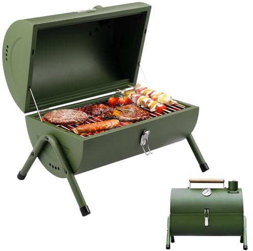 Camping Grill Holzkohle Mini Grill Campinggrill Holzkohlegrill Klein Tragbarer Grill Klappgrill Holzkohle FüR Outdoor Kochen, Camping Und Picknick, grün